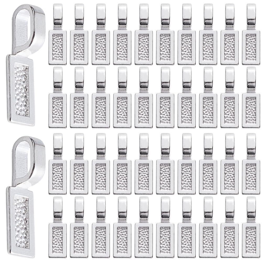 2008 1 Box 100Pcs Glue on Jewelry Bails Flat Pad Pendant Bail Metal Alloy